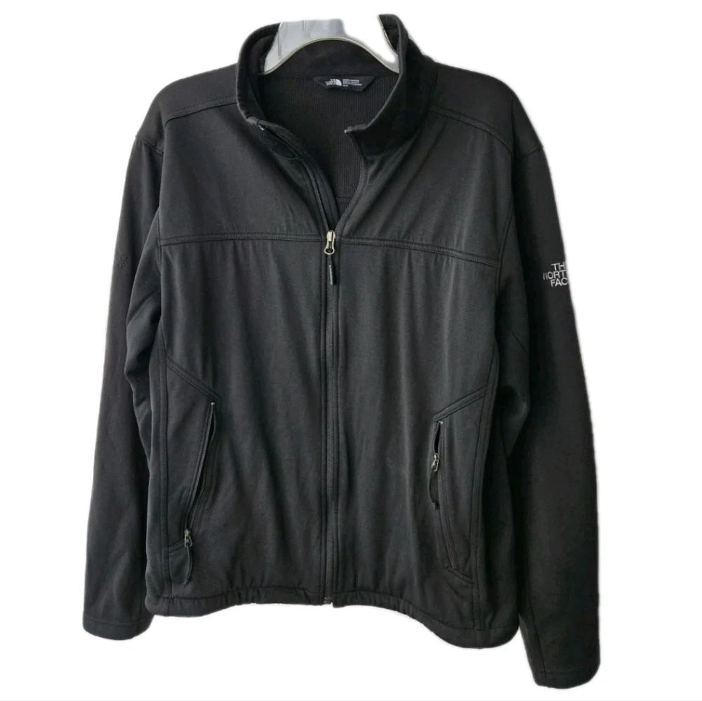 The North Face Men Medium Black Full Zipper Softshell Sleek Outdoor Streetwear